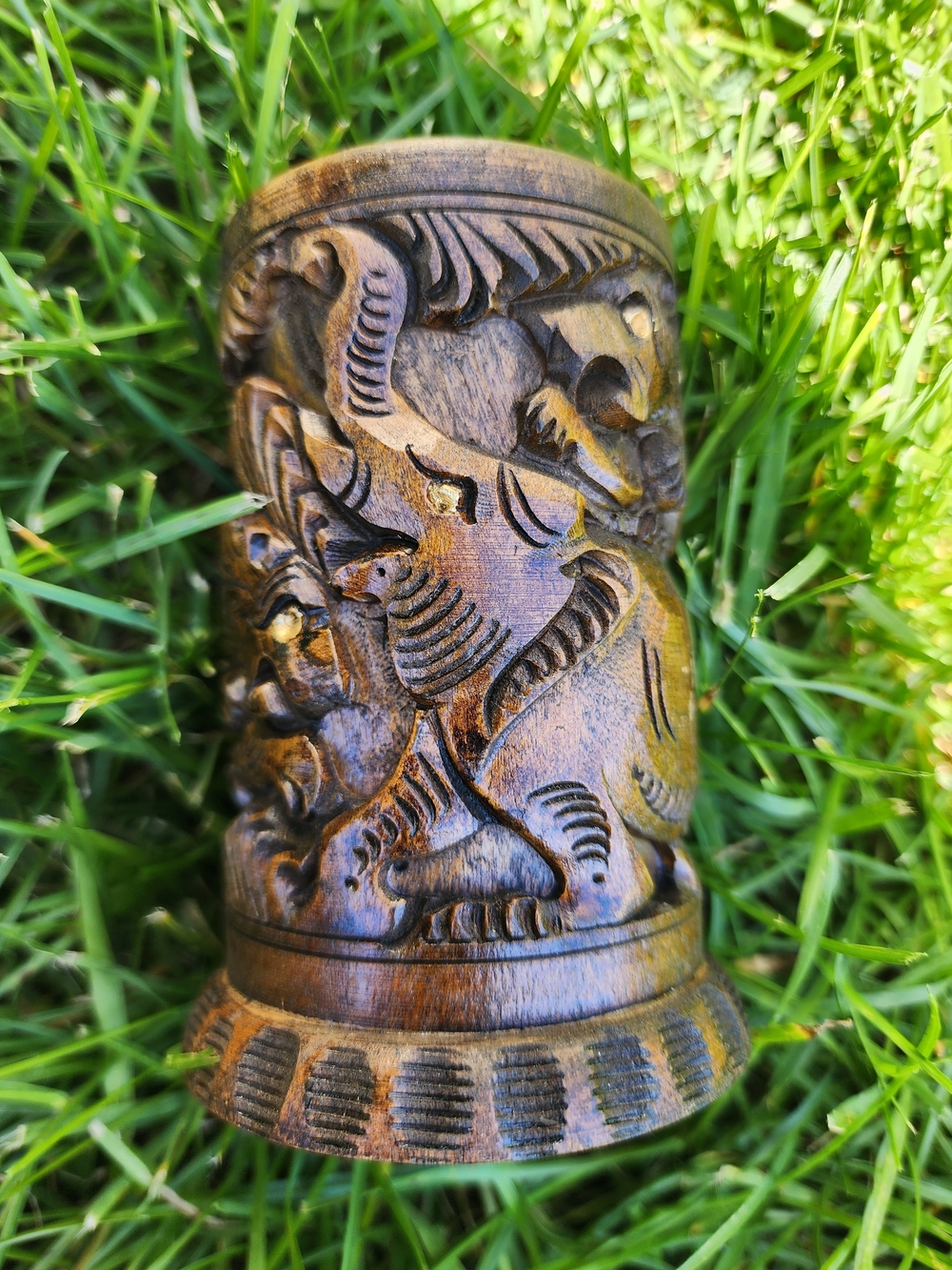 Hand-Carved Wooden Safari Pen/pencil Holder